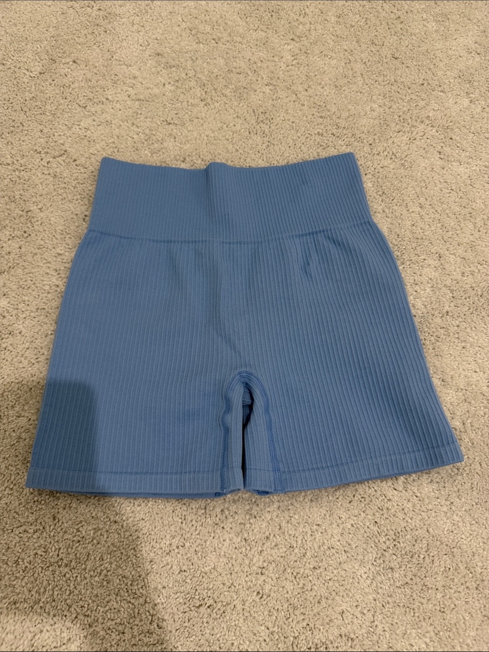 Cotton On Ribbed Light Blue High-Waist Bike Shorts